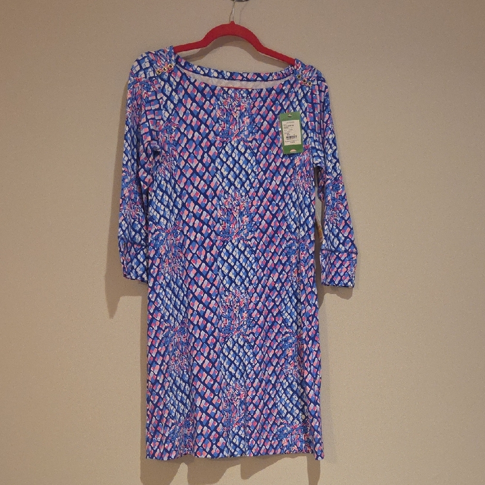 Lilly Pulitzer Vibrant Blue and Pink Long Sleeve Dress